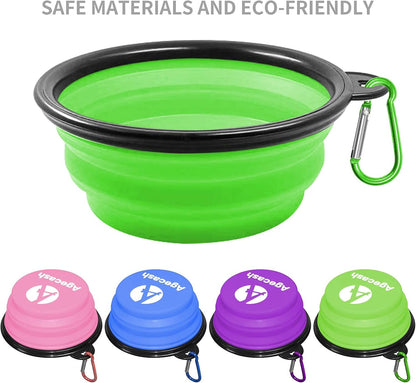 Collapsible Dog Bowl, 4 Pack Portable Silicone Travel Dog Cat Bowls, Pet Water Food Feeding Bowl with Carabiners for Walking Park Hiking