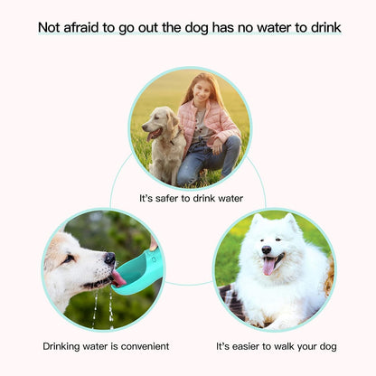 12OZ Dog Water Bottle for Walking Portable Pet Water Bottles for Dogs Water Dispenser Pet Travel Drink Cup with Bowl -Food Grade Silicone|Bpa Free